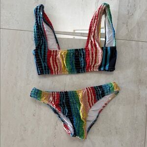 Multicolor Striped Bikini Set